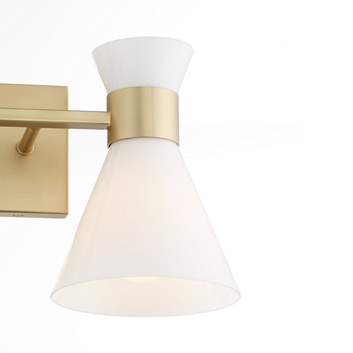 Quorum Beldar 5119-2-80 Bath Vanity Light 19 in. wide - Aged Brass w/ Gloss Opal