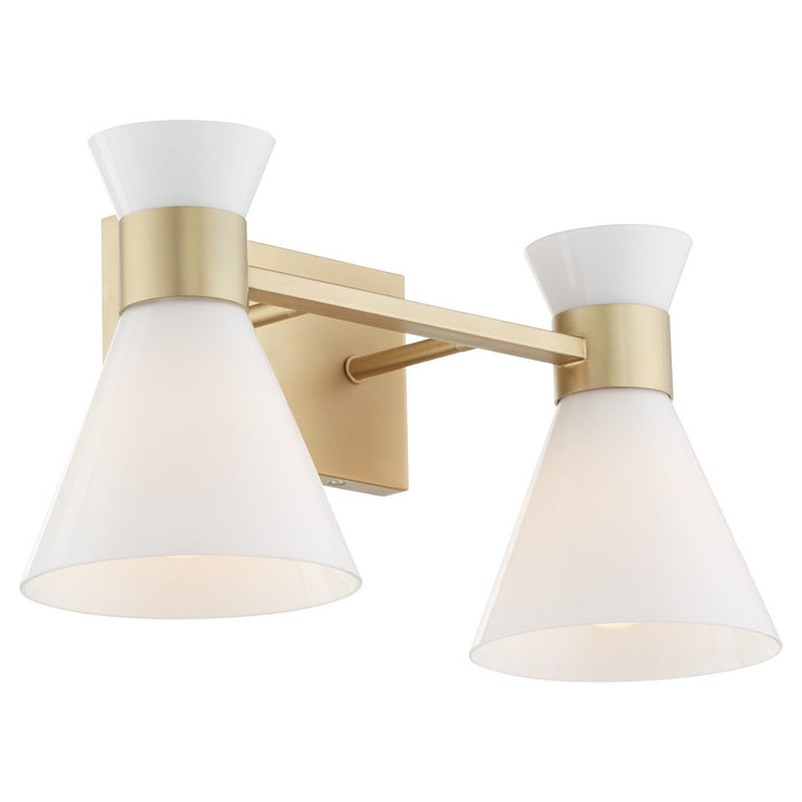 Quorum Beldar 5119-2-80 Bath Vanity Light 19 in. wide - Aged Brass w/ Gloss Opal