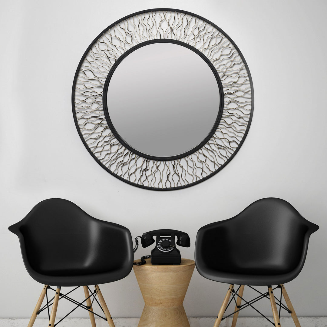 Varaluz Lighting 380MI30AMBFG  Estela Mirror Matte Black/French Gold