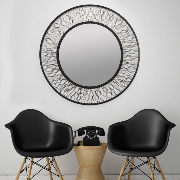 Varaluz Lighting 380MI30AMBFG  Estela Mirror Matte Black/French Gold