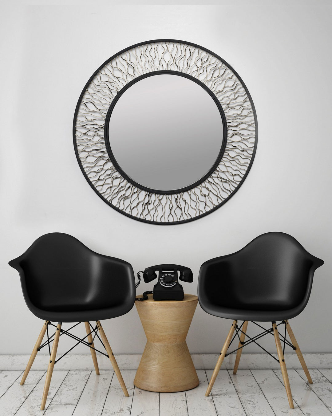 Varaluz Lighting 380MI30AMBFG  Estela Mirror Matte Black/French Gold