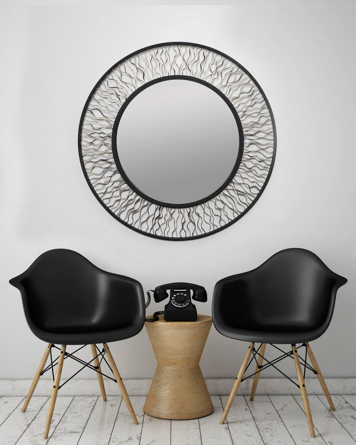 Varaluz Lighting 380MI30AMBFG  Estela Mirror Matte Black/French Gold