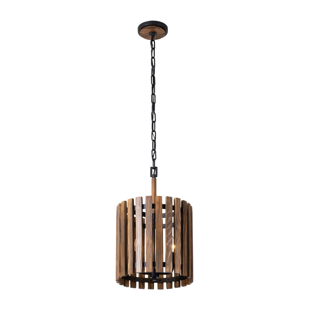 Varaluz Suratto 387P02MBW Pendant Light - Matte Black/Medium Walnut
