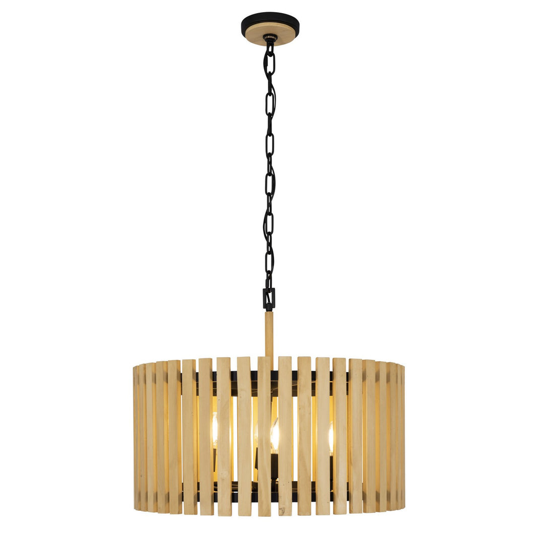 Varaluz Suratto 387P06MBH Pendant Light - Matte Black/Honey Blonde