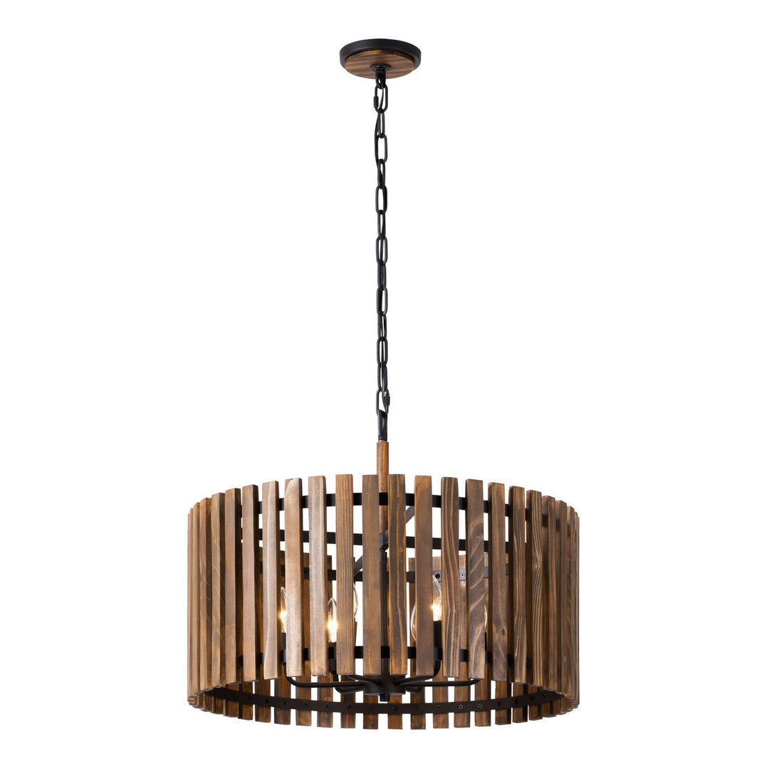 Varaluz Suratto 387P06MBW Pendant Light - Matte Black/Medium Walnut