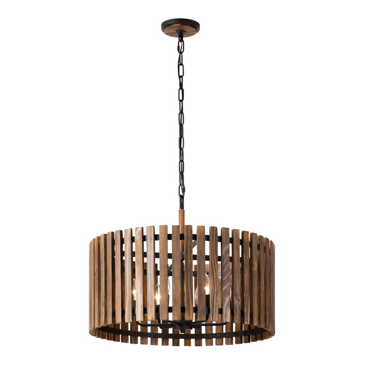 Varaluz Suratto 387P06MBW Pendant Light - Matte Black/Medium Walnut