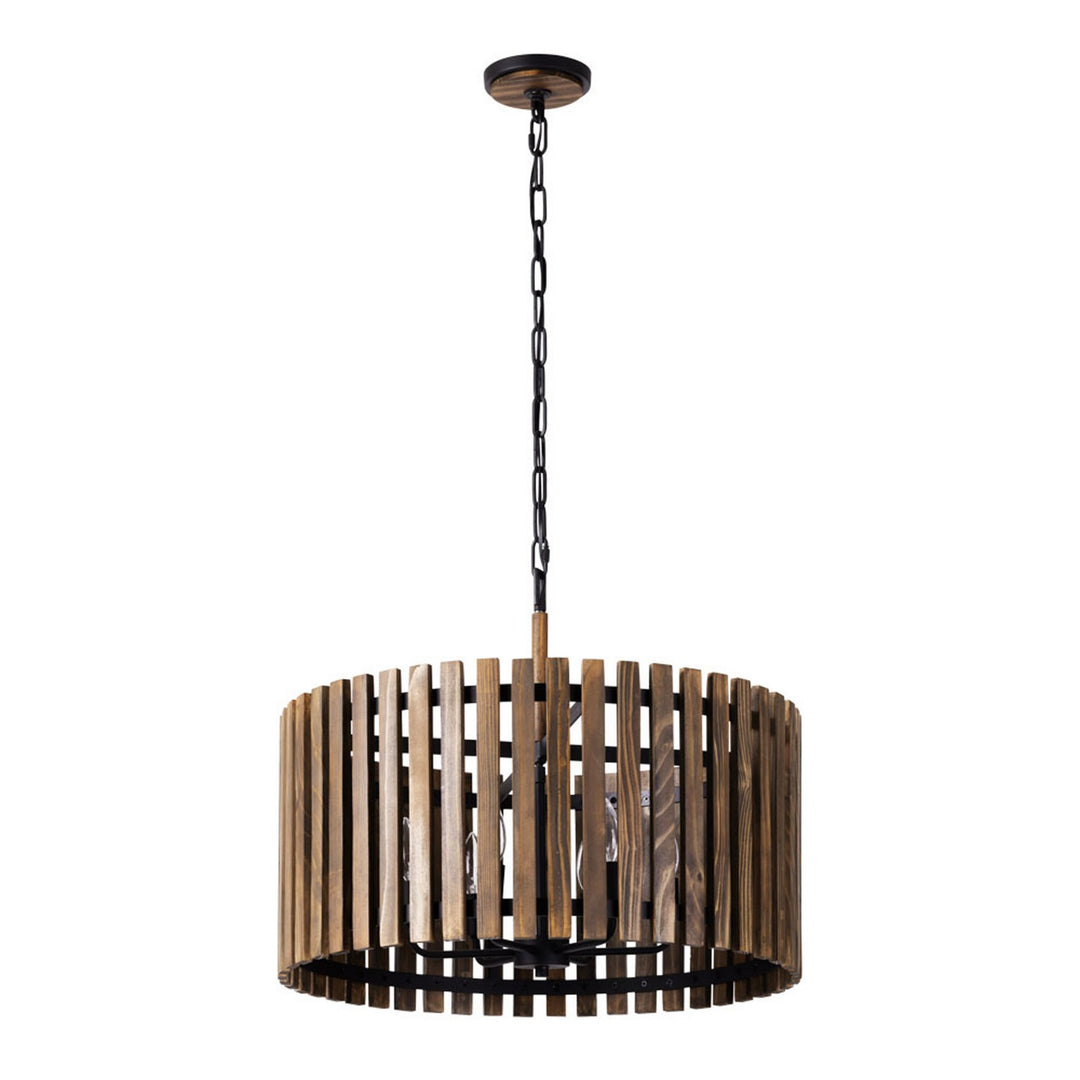 Varaluz Suratto 387P06MBW Pendant Light - Matte Black/Medium Walnut