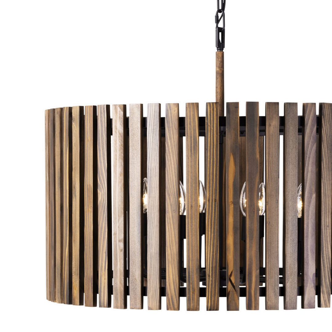 Varaluz Suratto 387P06MBW Pendant Light - Matte Black/Medium Walnut