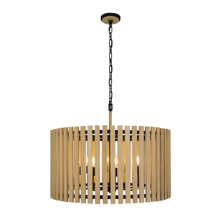 Varaluz Suratto 387P08MBH Pendant Light - Matte Black/Honey Blonde