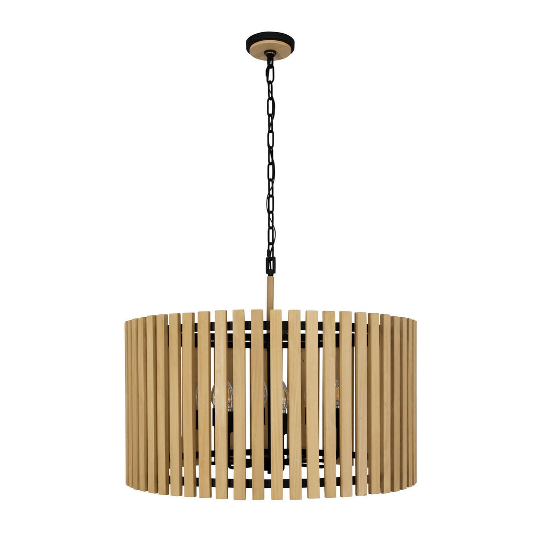 Varaluz Suratto 387P08MBH Pendant Light - Matte Black/Honey Blonde