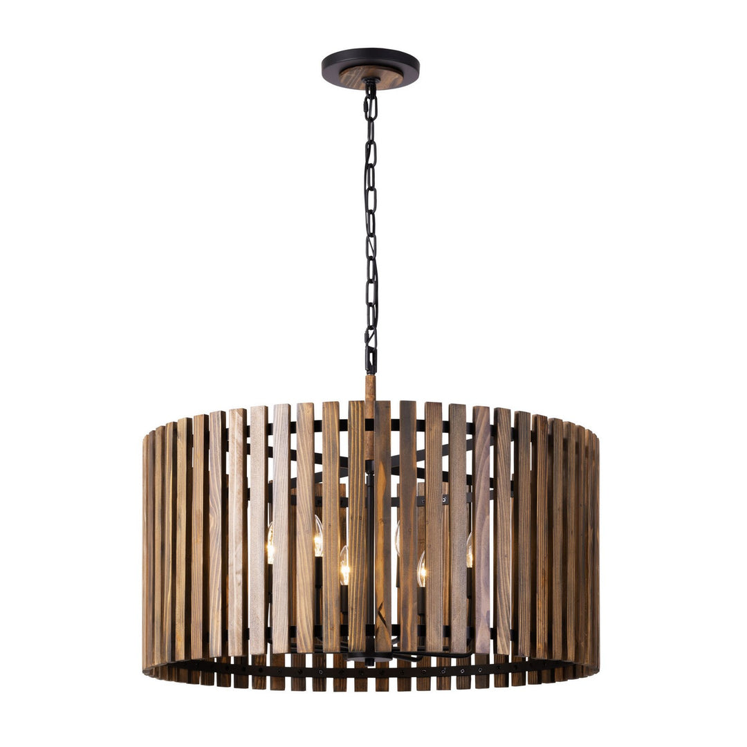 Varaluz Suratto 387P08MBW Pendant Light - Matte Black/Medium Walnut