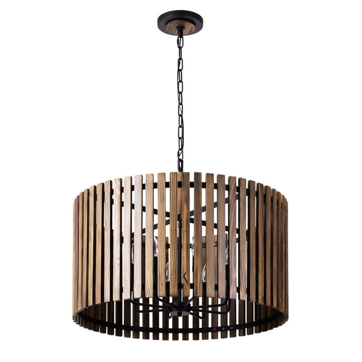 Varaluz Suratto 387P08MBW Pendant Light - Matte Black/Medium Walnut