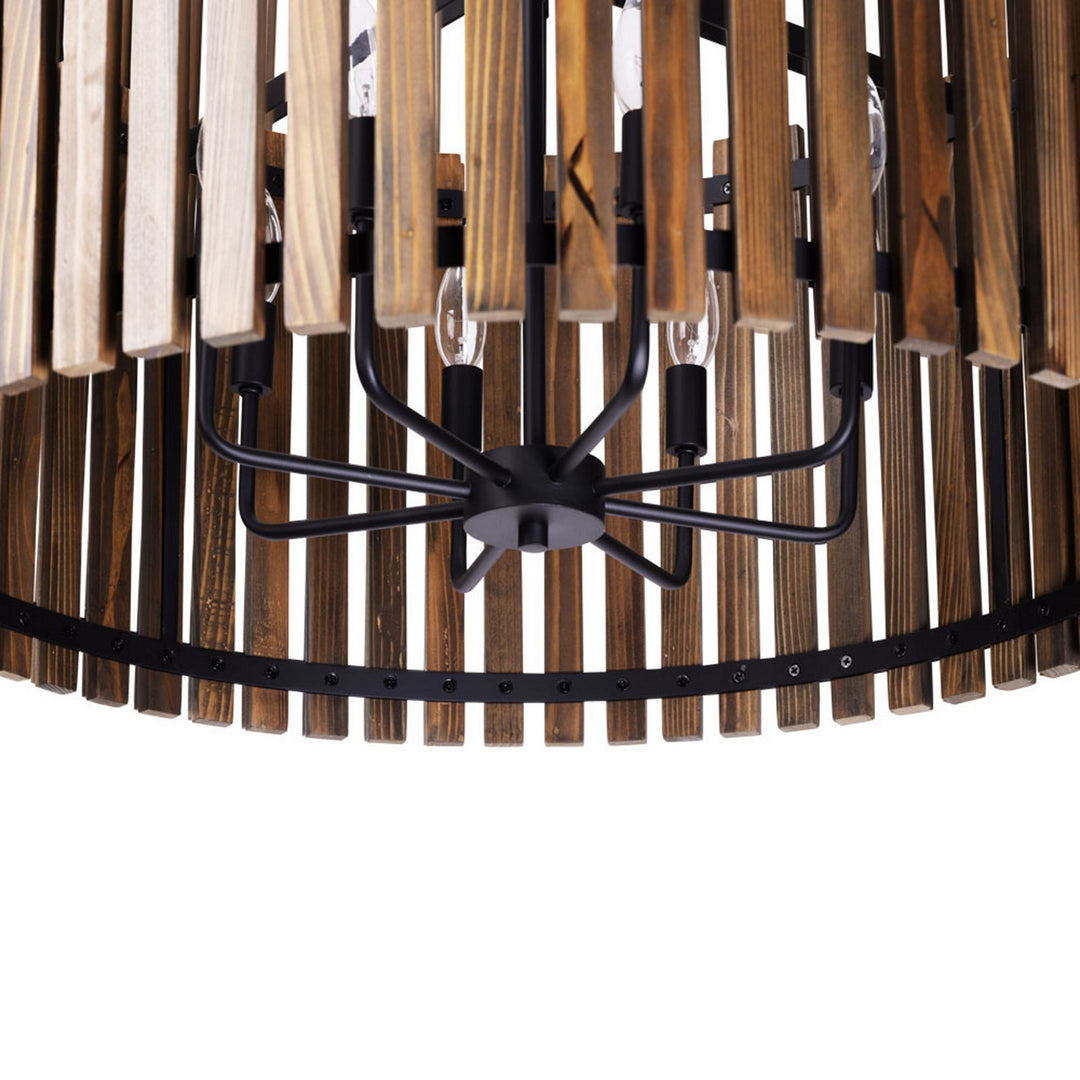 Varaluz Suratto 387P08MBW Pendant Light - Matte Black/Medium Walnut