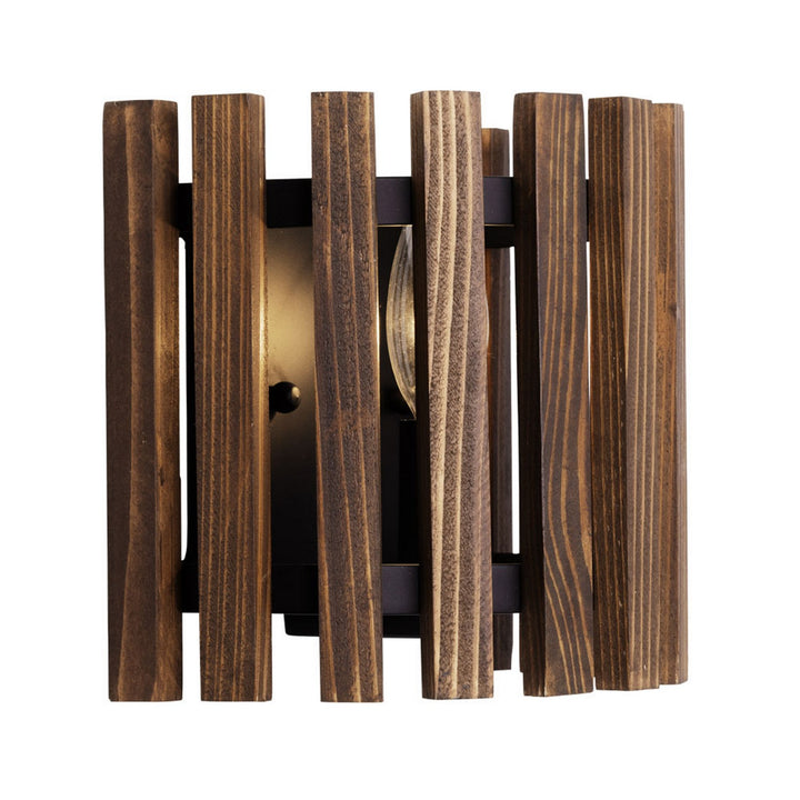 Varaluz Suratto 387W01MBW Wall Sconce Light - Matte Black/Medium Walnut