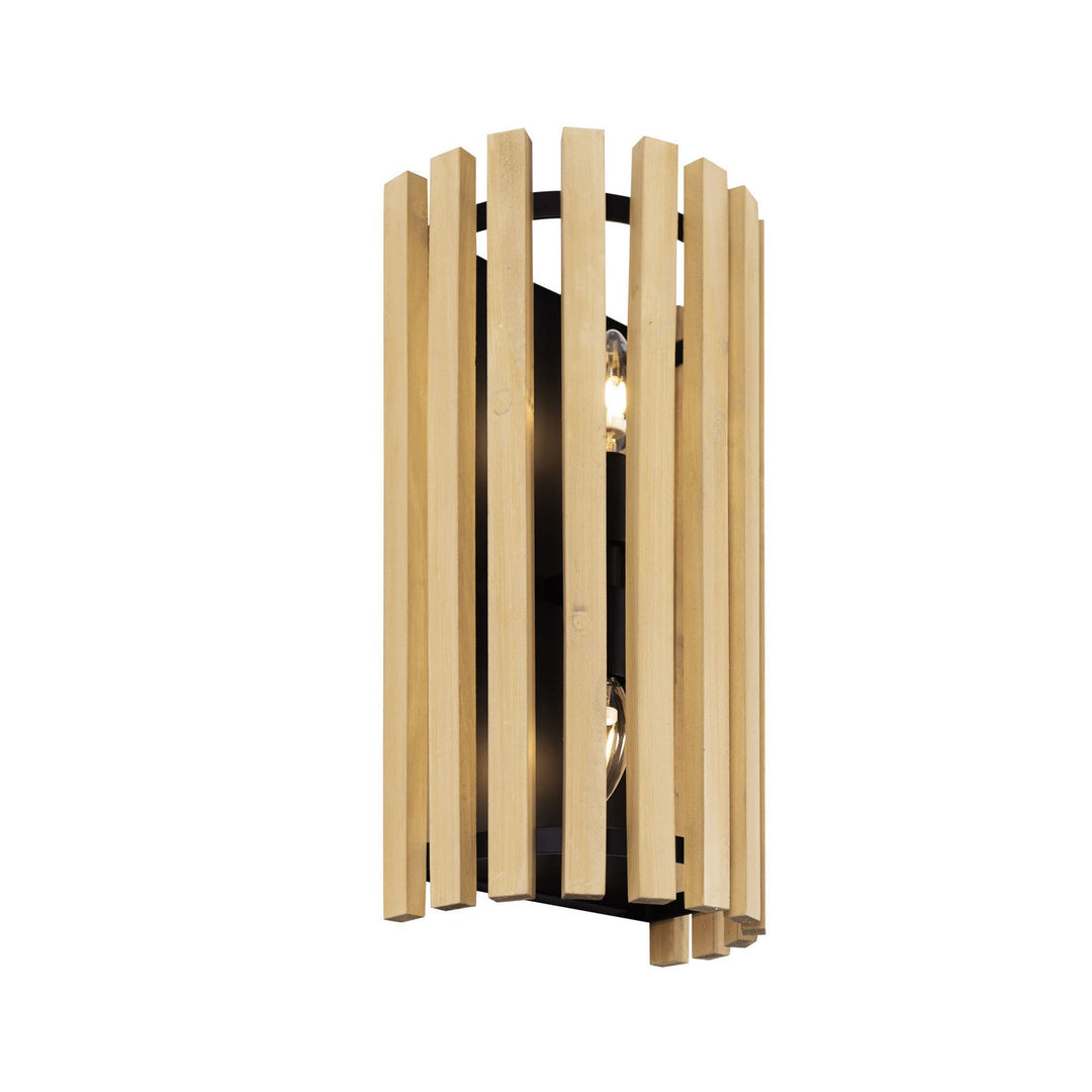 Varaluz Suratto 387W02MBH Wall Sconce Light - Matte Black/Honey Blonde