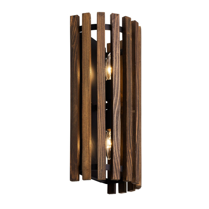 Varaluz Suratto 387W02MBW Wall Sconce Light - Matte Black/Medium Walnut