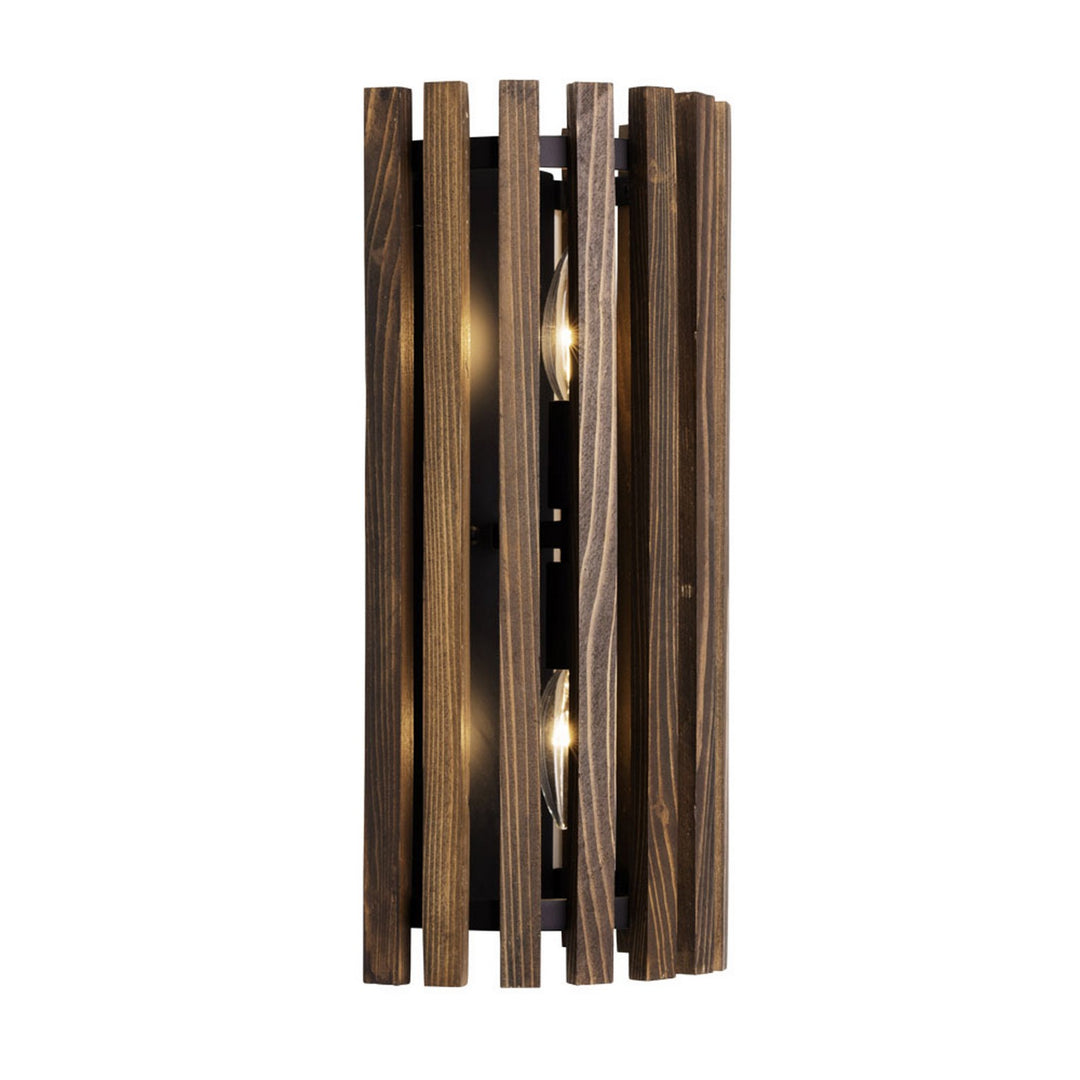 Varaluz Suratto 387W02MBW Wall Sconce Light - Matte Black/Medium Walnut