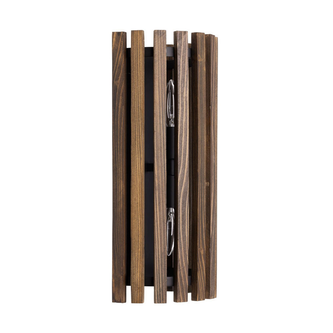 Varaluz Suratto 387W02MBW Wall Sconce Light - Matte Black/Medium Walnut