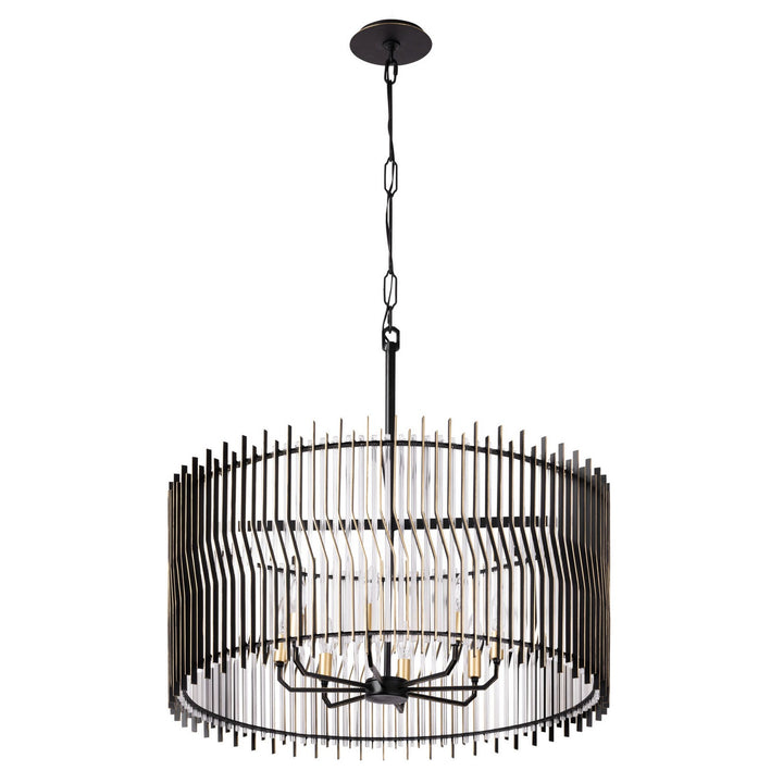 Varaluz Park Row 393P08MBFG Pendant Light - Matte Black/French Gold