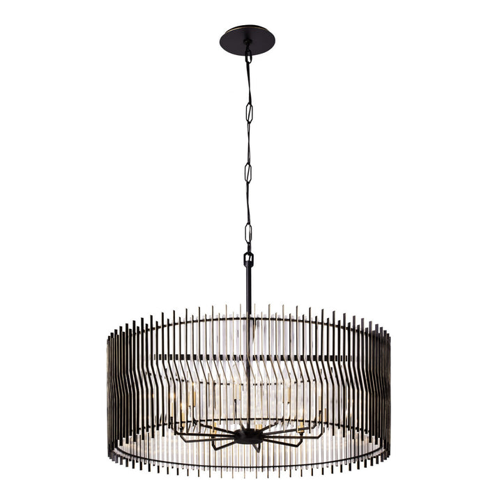 Varaluz Park Row 393P10MBFG Pendant Light - Matte Black/French Gold