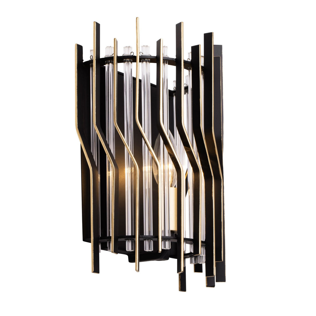 Varaluz Park Row 393W01MBFG Wall Sconce Light - Matte Black/French Gold