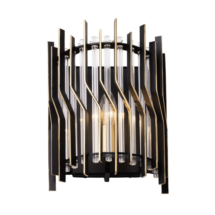 Varaluz Park Row 393W01MBFG Wall Sconce Light - Matte Black/French Gold