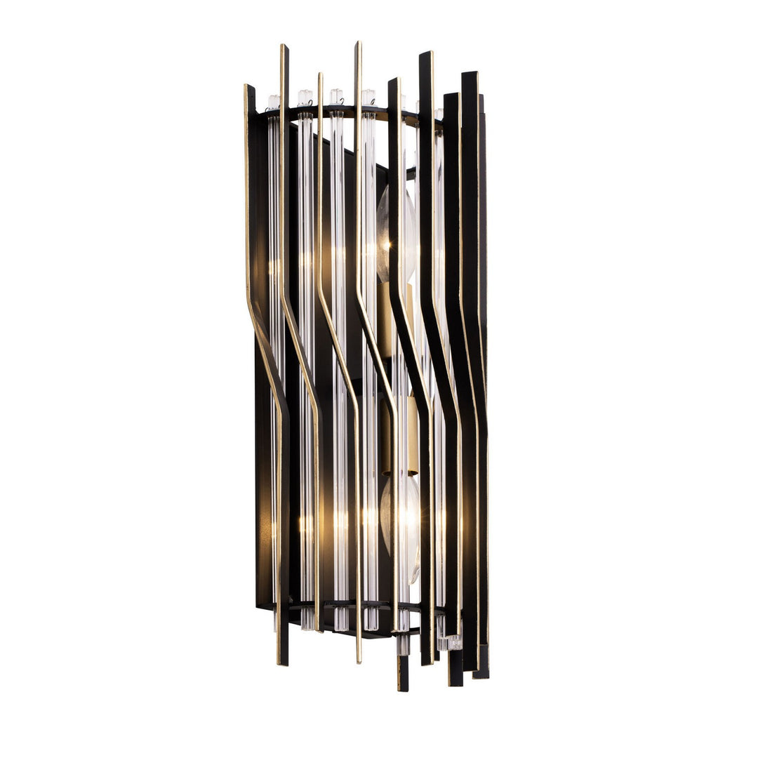 Varaluz Park Row 393W02MBFG Wall Sconce Light - Matte Black/French Gold