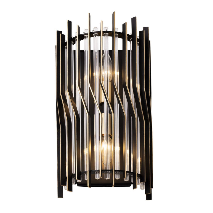 Varaluz Park Row 393W02MBFG Wall Sconce Light - Matte Black/French Gold