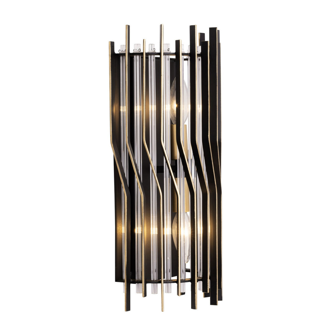 Varaluz Park Row 393W02MBFG Wall Sconce Light - Matte Black/French Gold