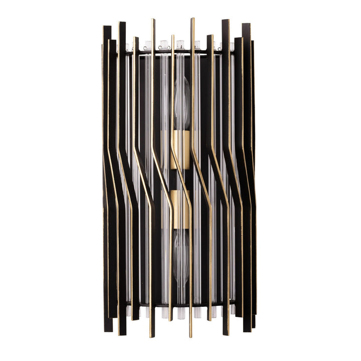 Varaluz Park Row 393W02MBFG Wall Sconce Light - Matte Black/French Gold