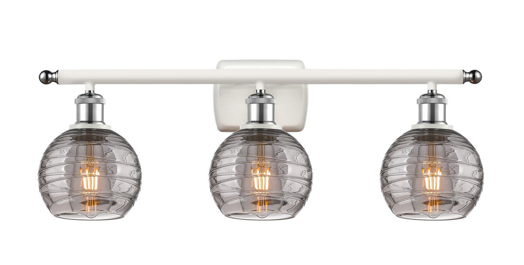 Innovations Ballston 516-3W-WPC-G1213-6SM Bath Vanity Light 26 in. wide - White and Polished Chrome