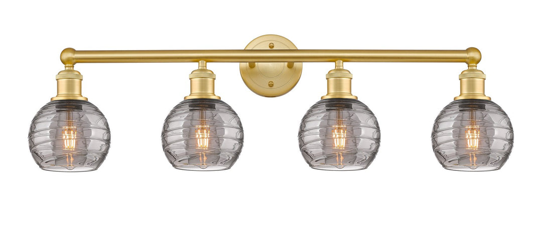 Innovations Edison 616-4W-SG-G1213-6SM Bath Vanity Light 33 in. wide - Satin Gold