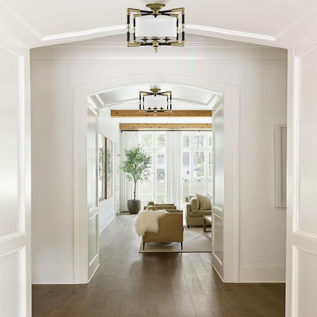 American Brass & Crystal Magro FM3702-35S-36G-ST-HL Ceiling Light - Old Bronze (Black) with Old Brass