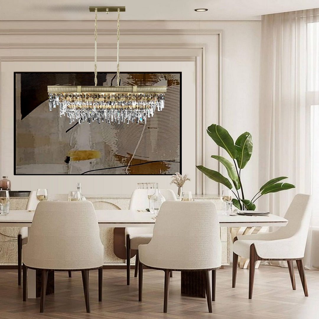 American Brass & Crystal Valencia Modern IL8375-PTK-36G Pendant Light - Old Brass