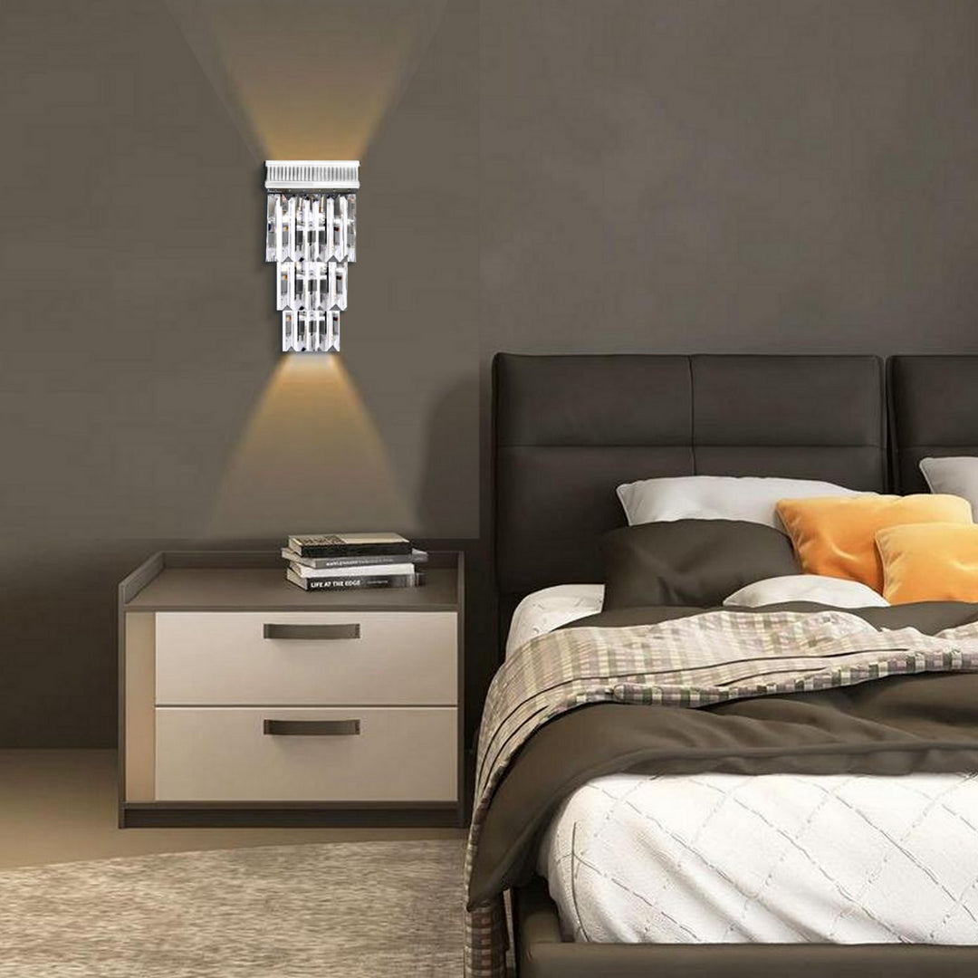 American Brass & Crystal Valencia Modern WS8352-P-38G Wall Sconce Light - Polished Nickel