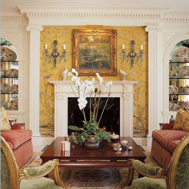 American Brass & Crystal Finisterra WS9062-O-U-03G-PI Wall Sconce Light - French Gold Glossy