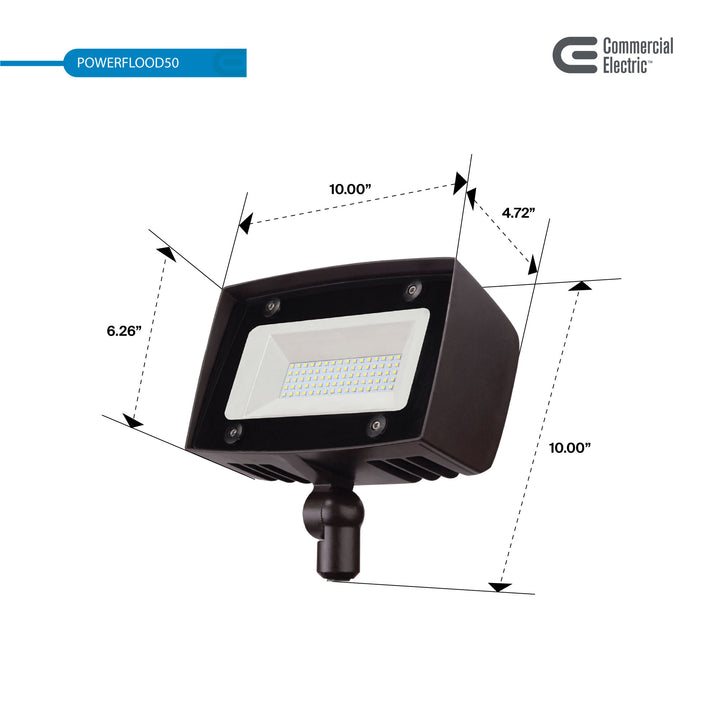 Orion LED Flood Light, Knuckle Mount, 50 Watts, 5000 Lumens, 4000K, Dimming Driver, Photocell