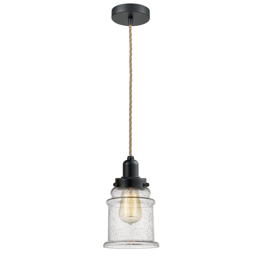 Innovations Lighting 100BK-10RE-0H-BK-G184 Whitney One Light Mini Pendant Matte Black 1