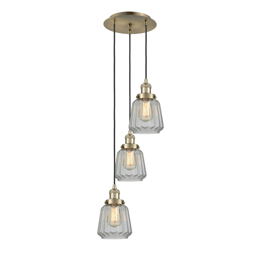 Innovations Lighting 113F-3P-AB-G142 Franklin Restoration Three Light Pendant Antique Brass 1