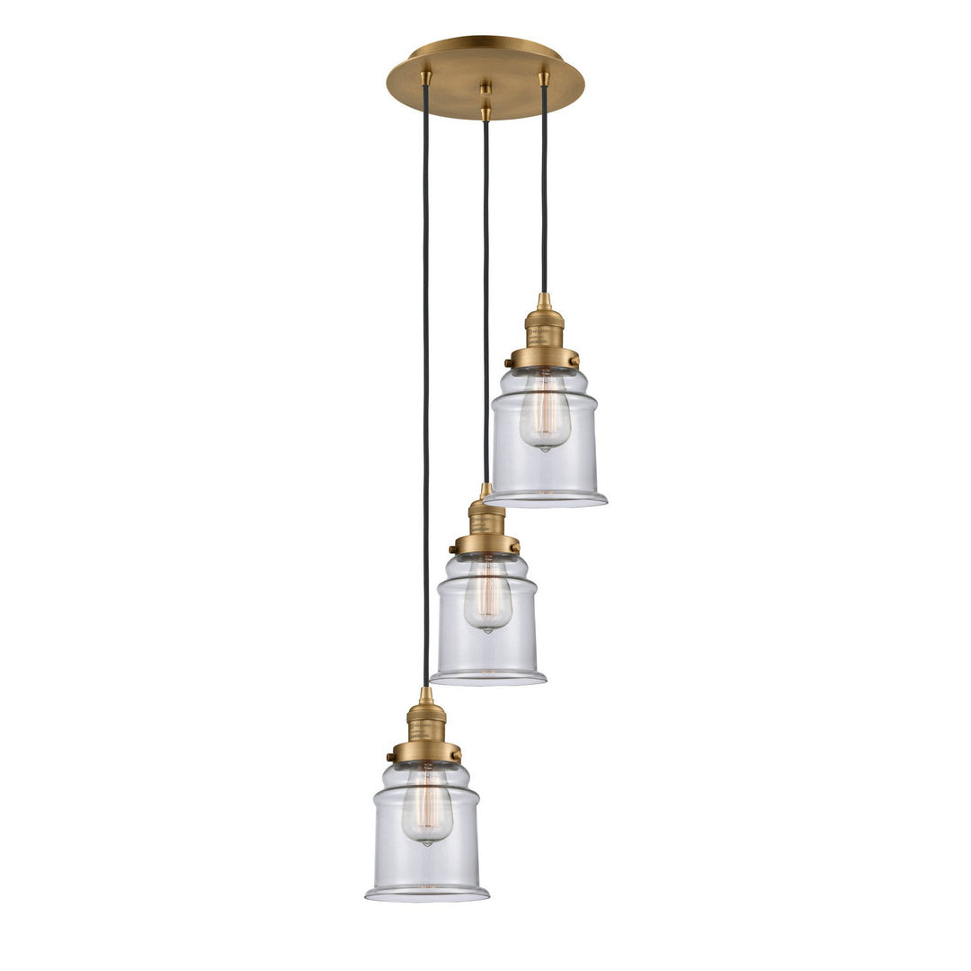 Innovations Lighting 113F-3P-BB-G182 Franklin Restoration Three Light Pendant Brushed Brass 1