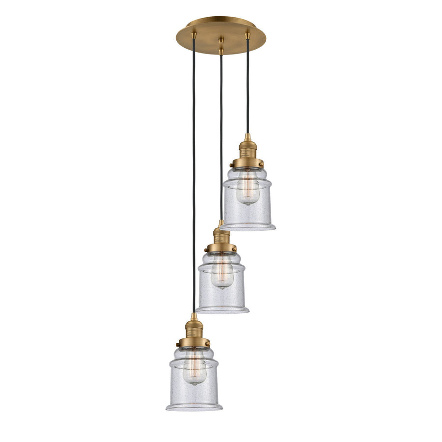 Innovations Lighting 113F-3P-BB-G184 Franklin Restoration Three Light Pendant Brushed Brass 1