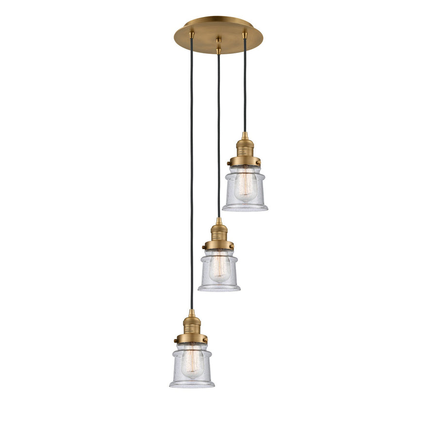 Innovations Lighting 113F-3P-BB-G184S Franklin Restoration Three Light Pendant Brushed Brass 1