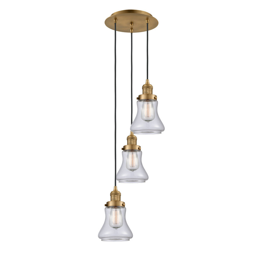 Innovations Lighting 113F-3P-BB-G192 Franklin Restoration Three Light Pendant Brushed Brass 1