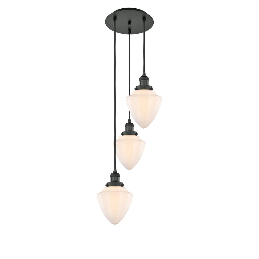 Innovations Lighting 113F-3P-BK-G661-7 Franklin Restoration Three Light Pendant Matte Black 1
