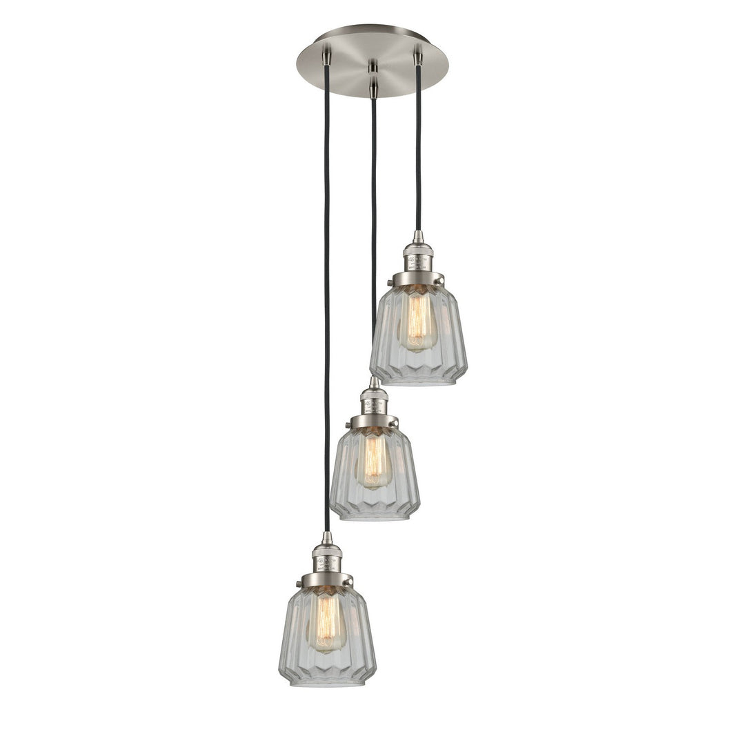Innovations Lighting 113F-3P-SN-G142 Franklin Restoration Three Light Pendant Brushed Satin Nickel