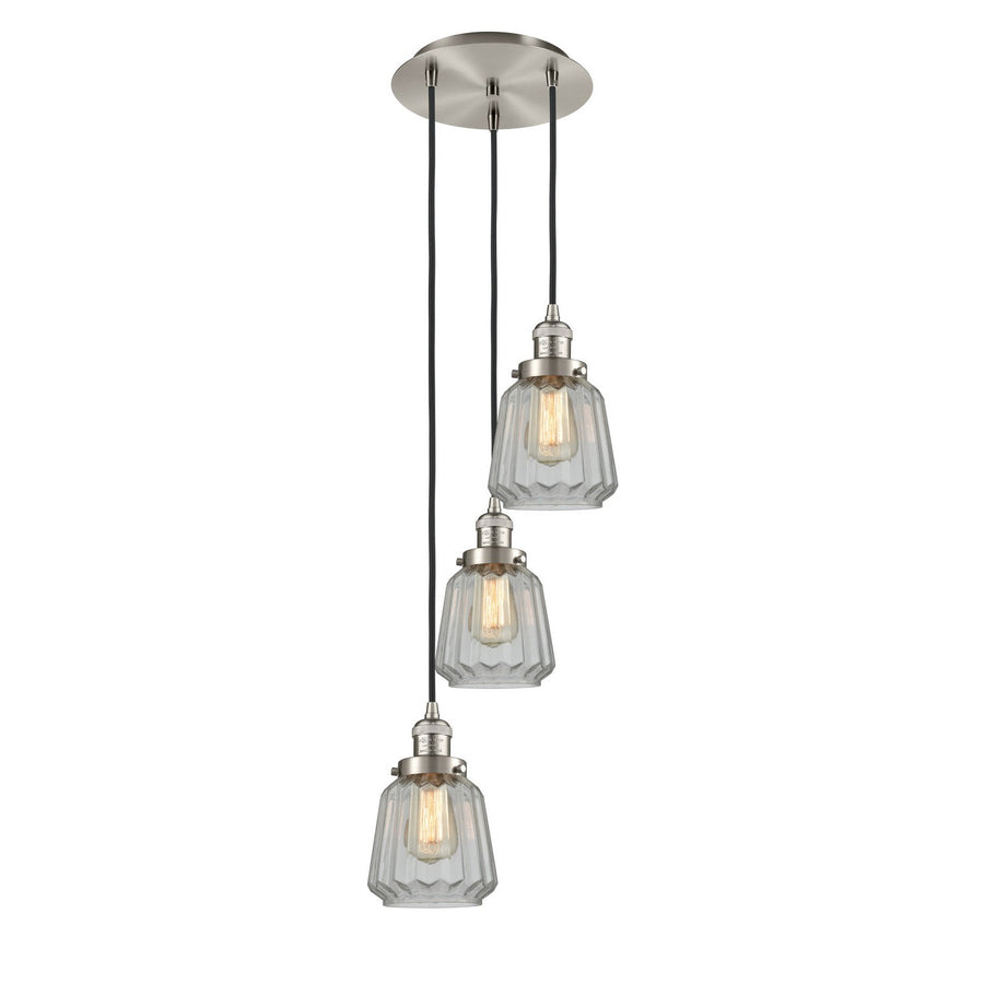Innovations Lighting 113F-3P-SN-G142 Franklin Restoration Three Light Pendant Brushed Satin Nickel