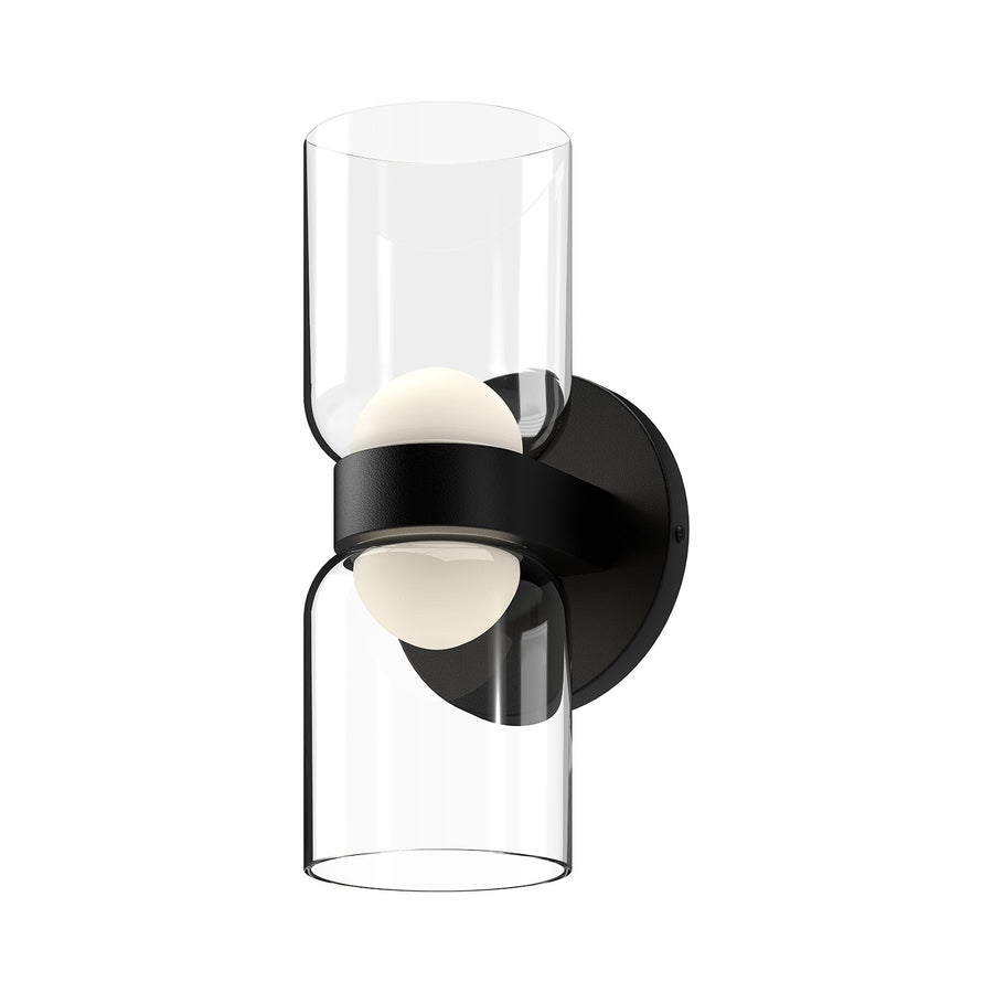 Kuzco Lighting WS52511-BK/CL Cedar Wall Light Black/Clear Glass