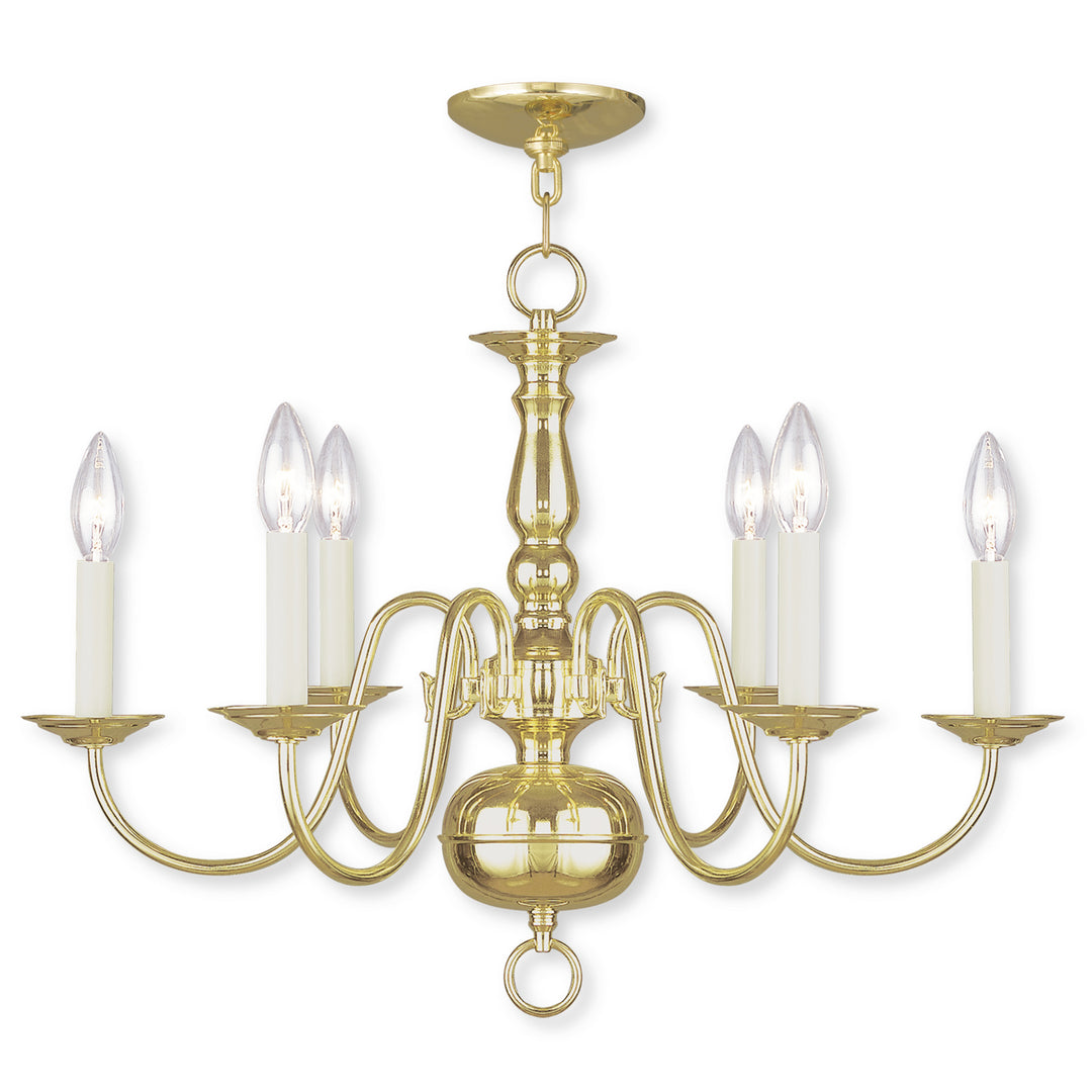 Livex Lighting 5006-02 Williamsburgh Six Light Chandelier Polished Brass 1