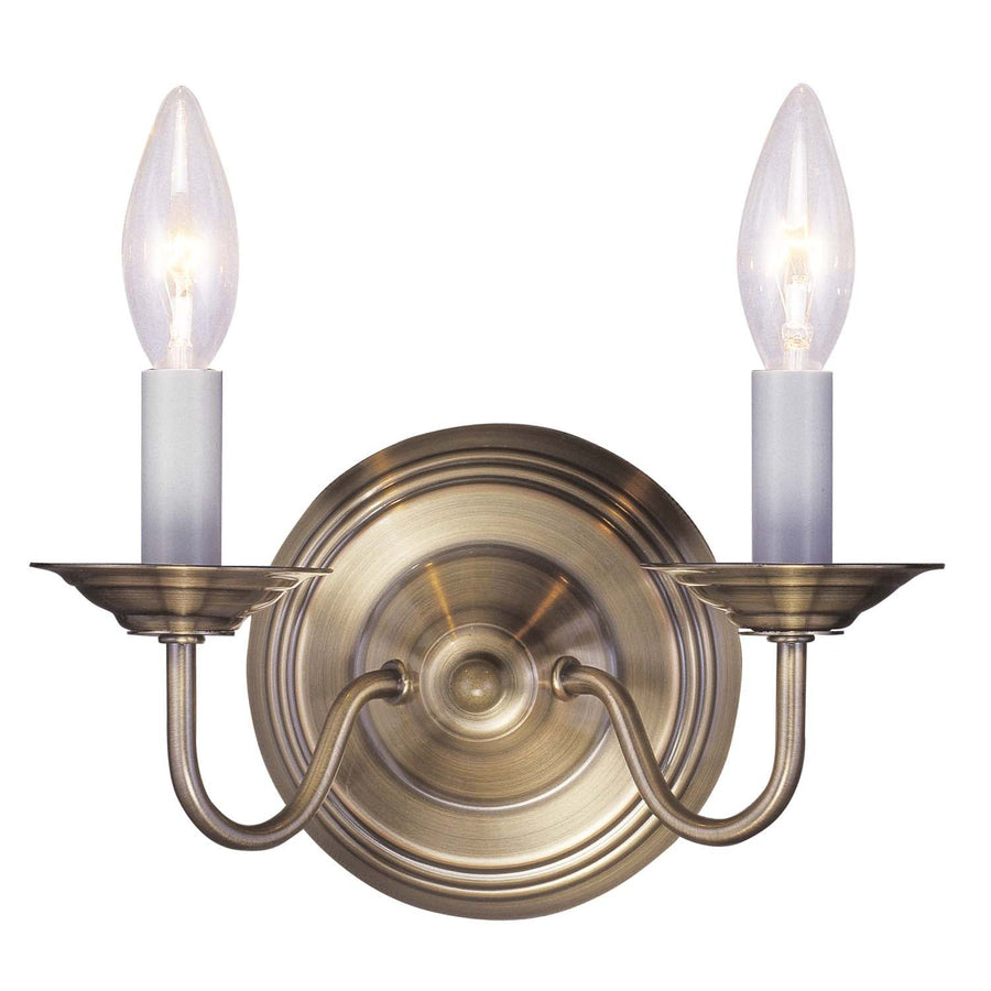 Livex Lighting 5018-01 Williamsburgh Two Light Wall Sconce Antique Brass 1
