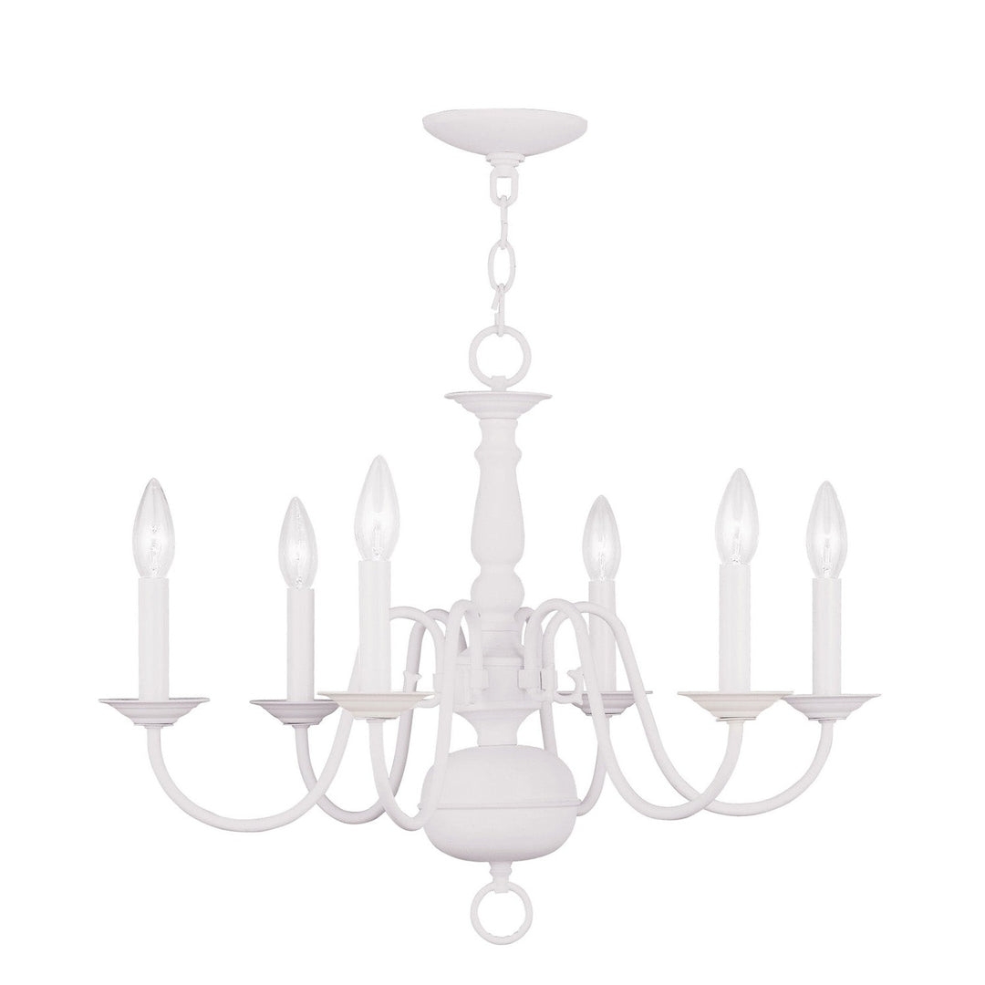 Livex Lighting 5006-03 Williamsburgh Six Light Chandelier White 1